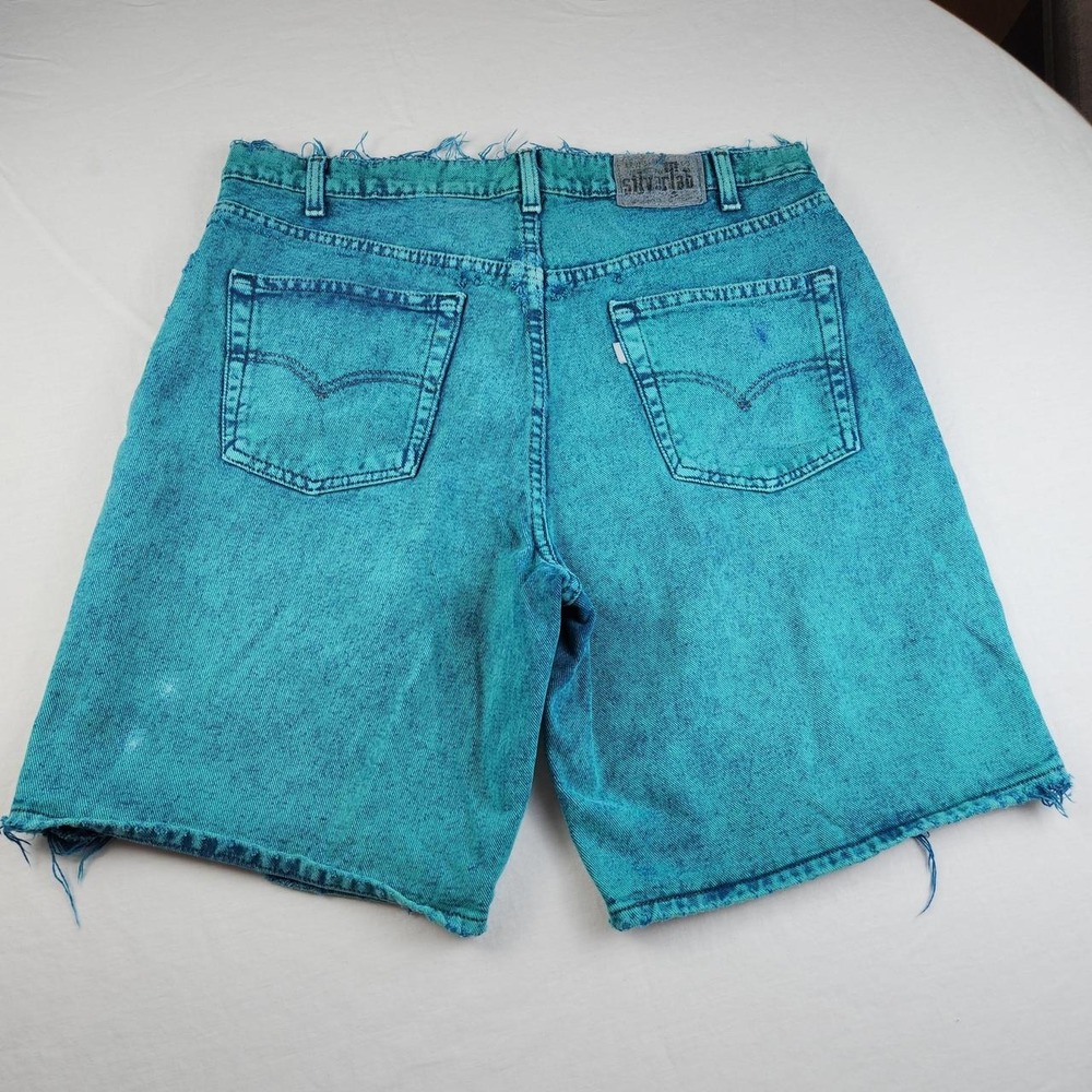 Levis Silver Tab Relaxed Fit Turquoise Denim Shorts Jorts Mens 38 Vintage 90s